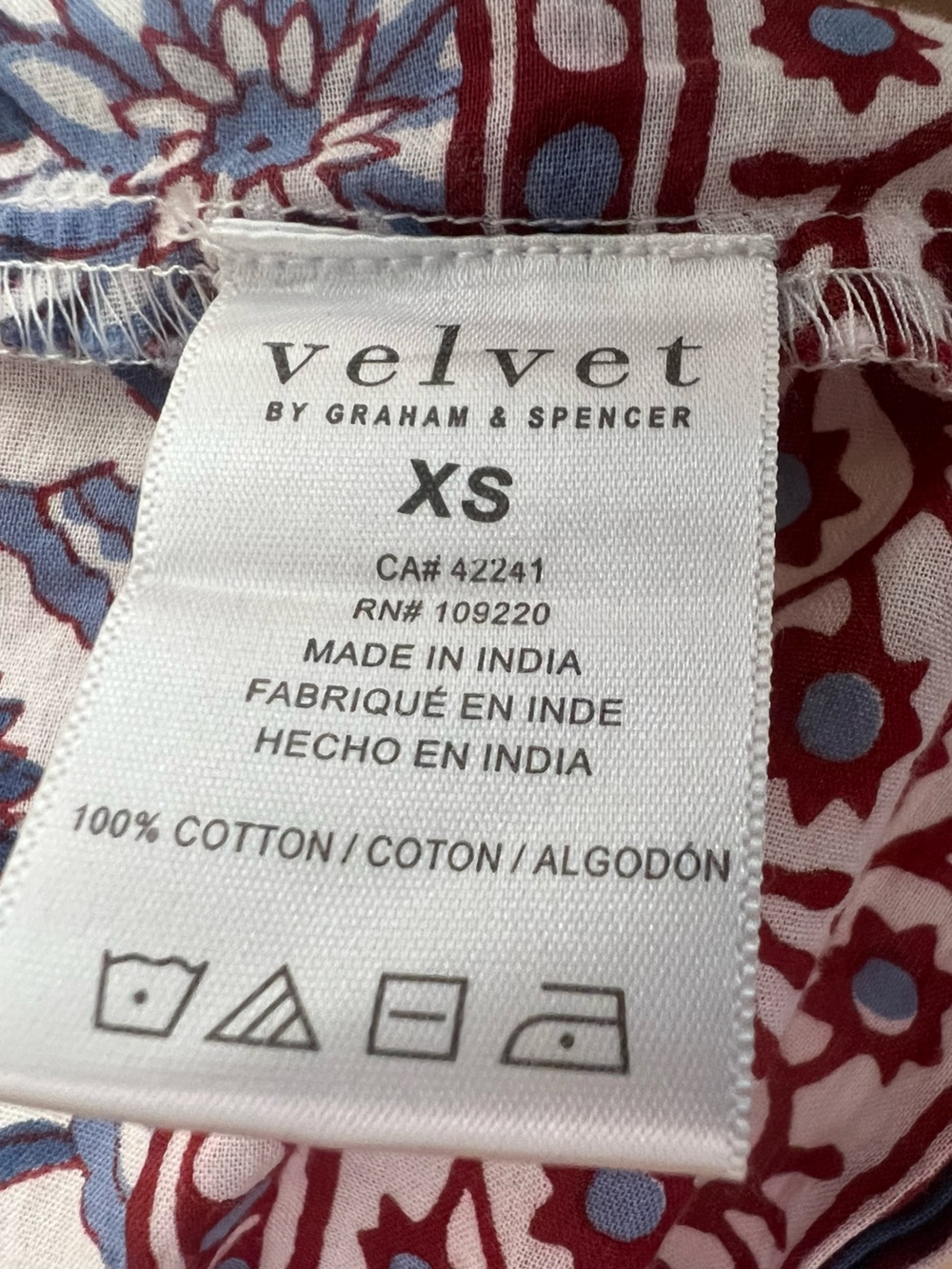 Velvet by Graham & Spencer "Marla" Block-Printed Cotton Dress, Like New - Picture 15 of 16
